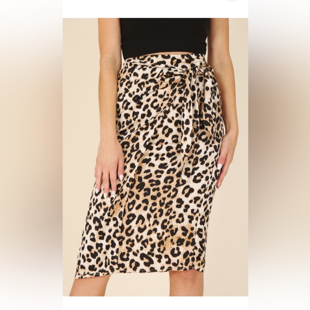 Leopard Print Tie Skirt NWT